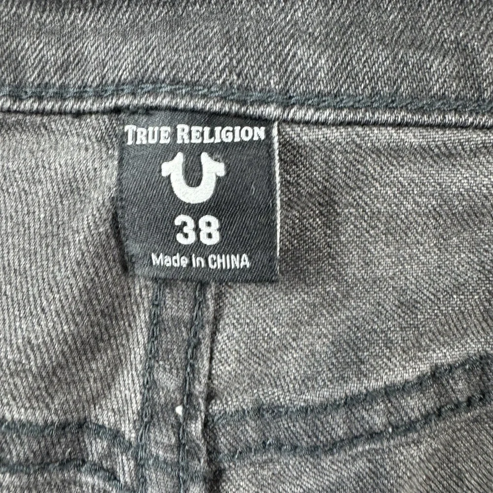 True Religion Distressed Geno‎ Moto Black Relaxed Slim Men's Jeans Size 38x32
